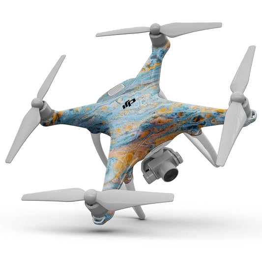 Abstract Wet Paint Teal and Gold - Full-Body Skin Kit for the DJI