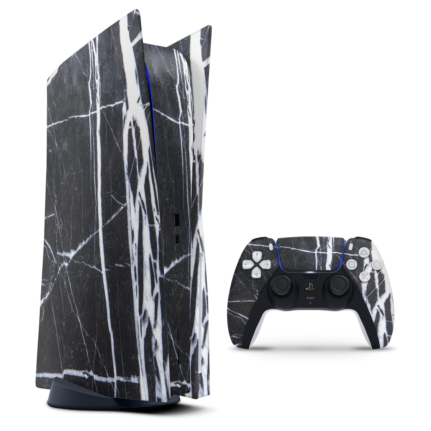 Natural Black & White Marble Stone - Full Body Skin Decal Wrap Kit for