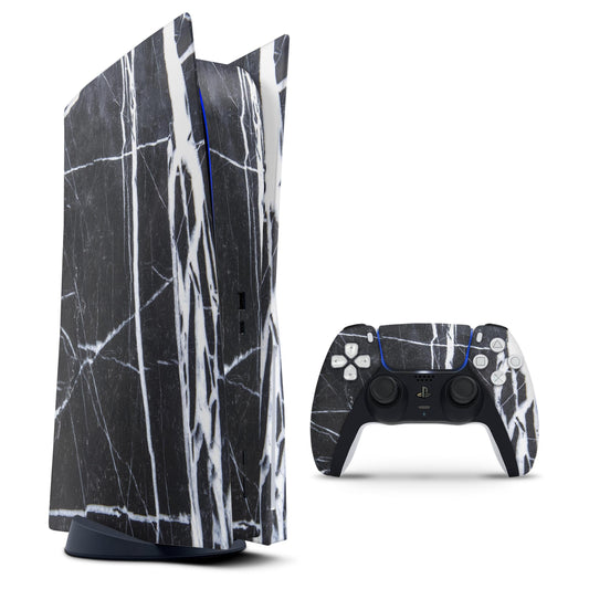 Natural Black & White Marble Stone - Full Body Skin Decal Wrap Kit for