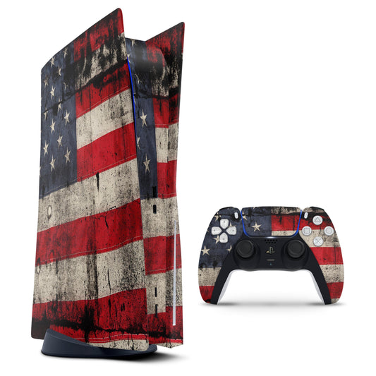 American Distressed Flag Panel - Full Body Skin Decal Wrap Kit for Sony