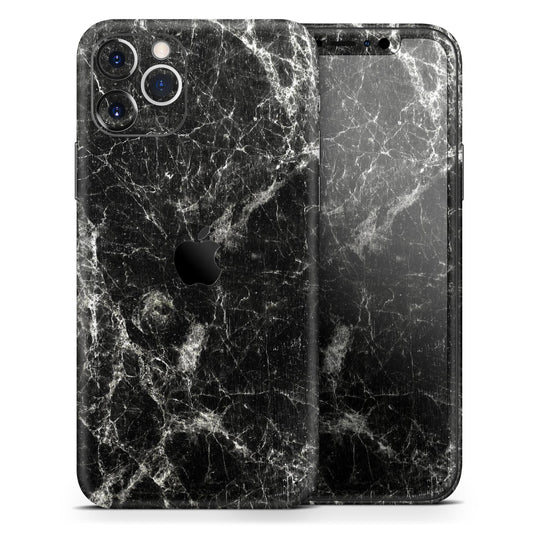 Black Scratched Marble 2 - Skin-Kit compatible with the Apple iPhone
