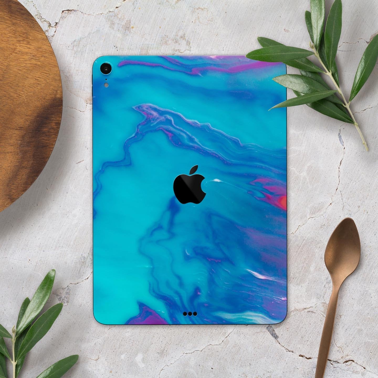 Marbleized Ocean Blue - Full Body Skin Decal for the Apple iPad Pro